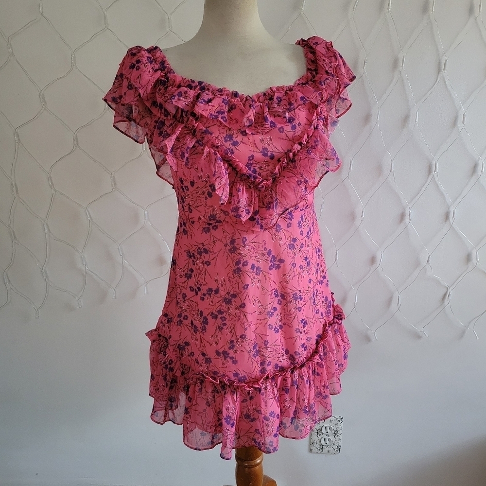 Majorelle • Revolve Frilly Little Floral Mini Dress / Ruffles / Tagged Sz Medium